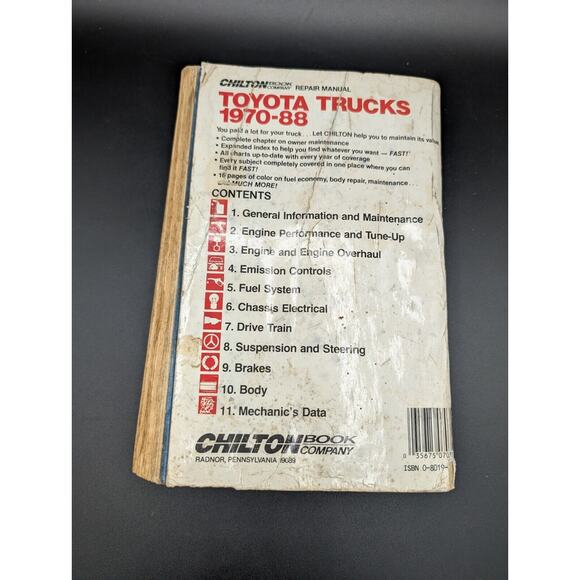 Chilton's Repair Manual Book Toyota Trucks 1970-88 Part No. 7035 4WD Diesel READ - Picture 2 of 13